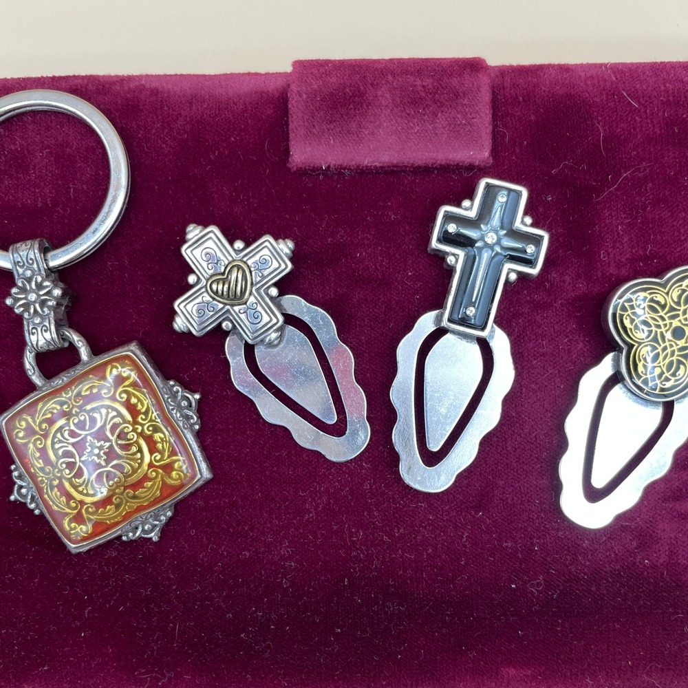 Brighton Silver Tone Metal Women OS Keyring and 3 Cross Bookmarks Set - Picture 3 of 5
